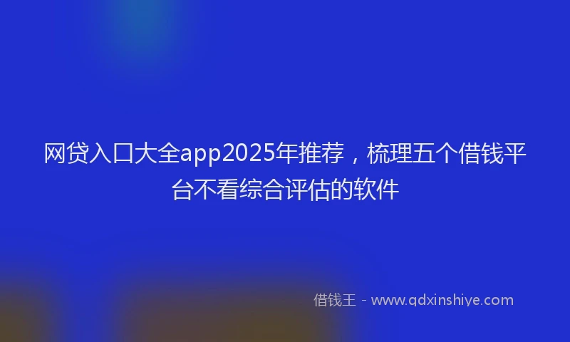 网贷入口大全app2025年推荐，梳理五个借钱平台不看综合评估的软件