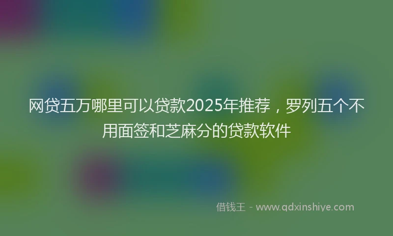 网贷五万哪里可以贷款2025年推荐，罗列五个不用面签和芝麻分的贷款软件
