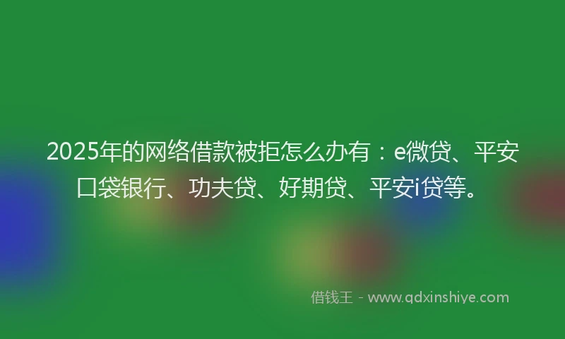 2025年的网络借款被拒怎么办有：e微贷、平安口袋银行、功夫贷、好期贷、平安i贷等。