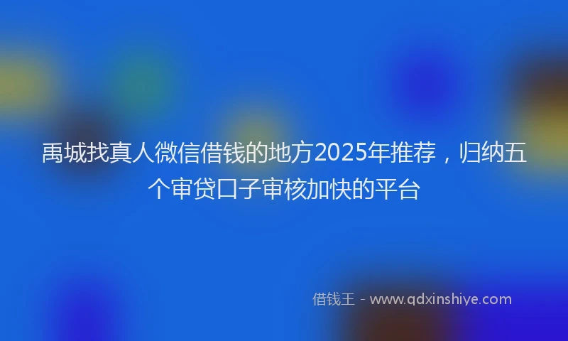 禹城找真人微信借钱的地方2025年推荐，归纳五个审贷口子审核加快的平台