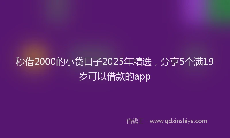 秒借2000的小贷口子2025年精选，分享5个满19岁可以借款的app