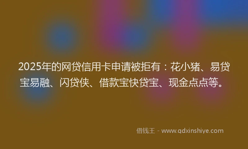 2025年的网贷信用卡申请被拒有：花小猪、易贷宝易融、闪贷侠、借款宝快贷宝、现金点点等。