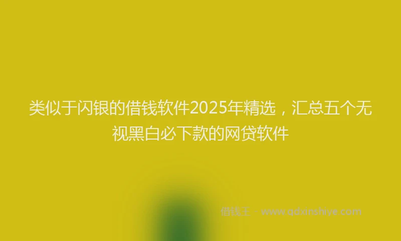 类似于闪银的借钱软件2025年精选，汇总五个无视黑白必下款的网贷软件