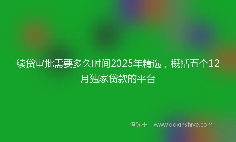 续贷审批需要多久时间2025年精选，概括五个12月独家贷款的平台