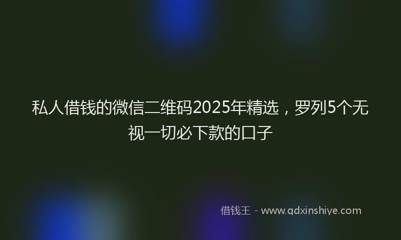 私人借钱的微信二维码2025年精选，罗列5个无视一切必下款的口子