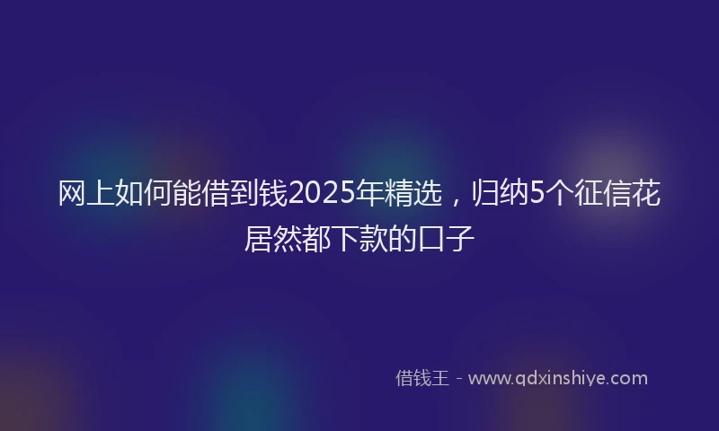 网上如何能借到钱2025年精选，归纳5个征信花居然都下款的口子
