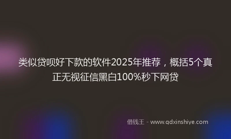 类似贷呗好下款的软件2025年推荐，概括5个真正无视征信黑白100%秒下网贷