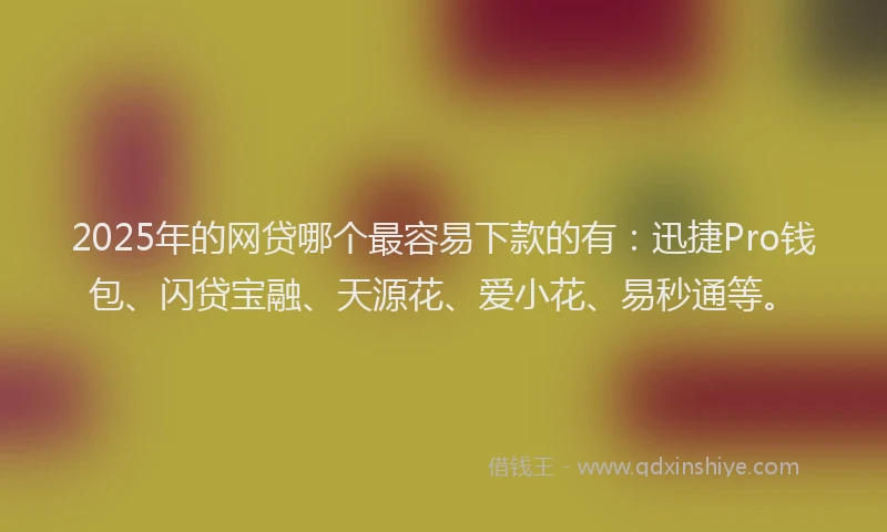 2025年的网贷哪个最容易下款的有：迅捷Pro钱包、闪贷宝融、天源花、爱小花、易秒通等。