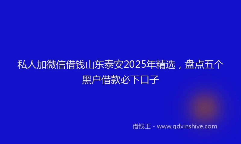 私人加微信借钱山东泰安2025年精选，盘点五个黑户借款必下口子