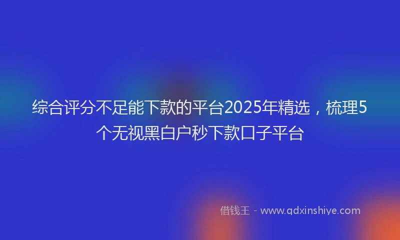 综合评分不足能下款的平台2025年精选，梳理5个无视黑白户秒下款口子平台