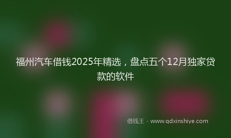 福州汽车借钱2025年精选，盘点五个12月独家贷款的软件