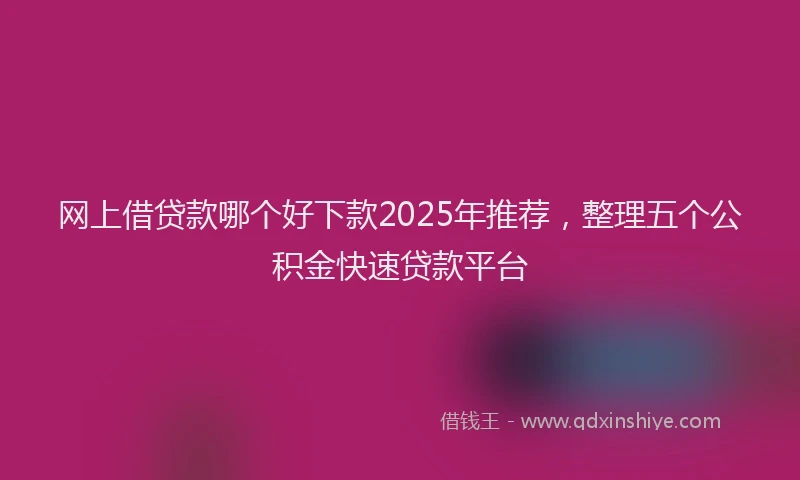 网上借贷款哪个好下款2025年推荐，整理五个公积金快速贷款平台