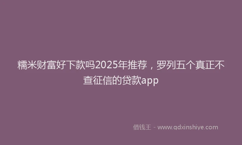 糯米财富好下款吗2025年推荐，罗列五个真正不查征信的贷款app