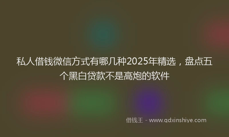 私人借钱微信方式有哪几种2025年精选，盘点五个黑白贷款不是高炮的软件