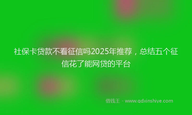 社保卡贷款不看征信吗2025年推荐，总结五个征信花了能网贷的平台
