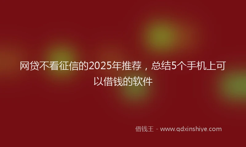 网贷不看征信的2025年推荐，总结5个手机上可以借钱的软件