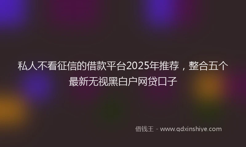 私人不看征信的借款平台2025年推荐，整合五个最新无视黑白户网贷口子
