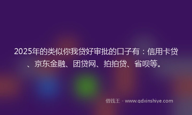 2025年的类似你我贷好审批的口子有：信用卡贷、京东金融、团贷网、拍拍贷、省呗等。
