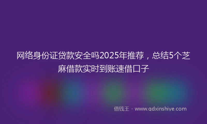 网络身份证贷款安全吗2025年推荐，总结5个芝麻借款实时到账速借口子