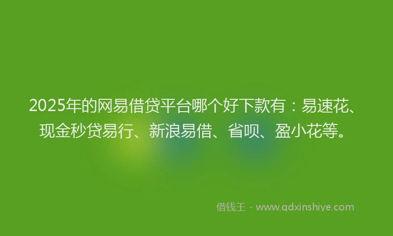 2025年的网易借贷平台哪个好下款有：易速花、现金秒贷易行、新浪易借、省呗、盈小花等。