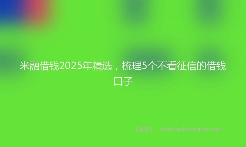 米融借钱2025年精选，梳理5个不看征信的借钱口子