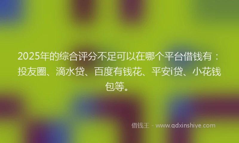 2025年的综合评分不足可以在哪个平台借钱有：投友圈、滴水贷、百度有钱花、平安i贷、小花钱包等。
