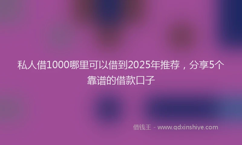 私人借1000哪里可以借到2025年推荐，分享5个靠谱的借款口子