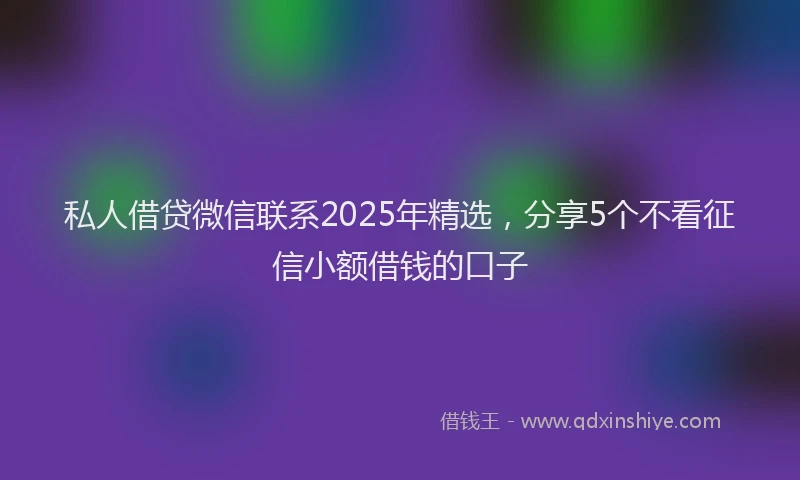 私人借贷微信联系2025年精选，分享5个不看征信小额借钱的口子