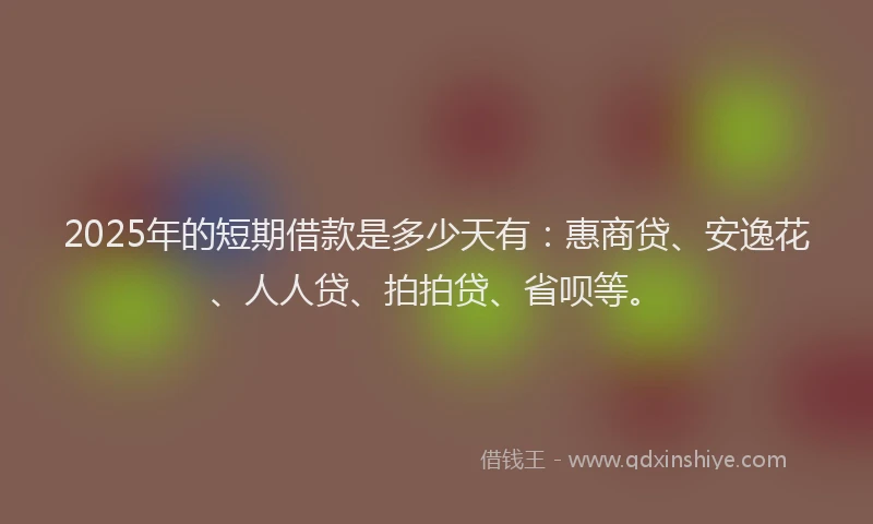 2025年的短期借款是多少天有：惠商贷、安逸花、人人贷、拍拍贷、省呗等。