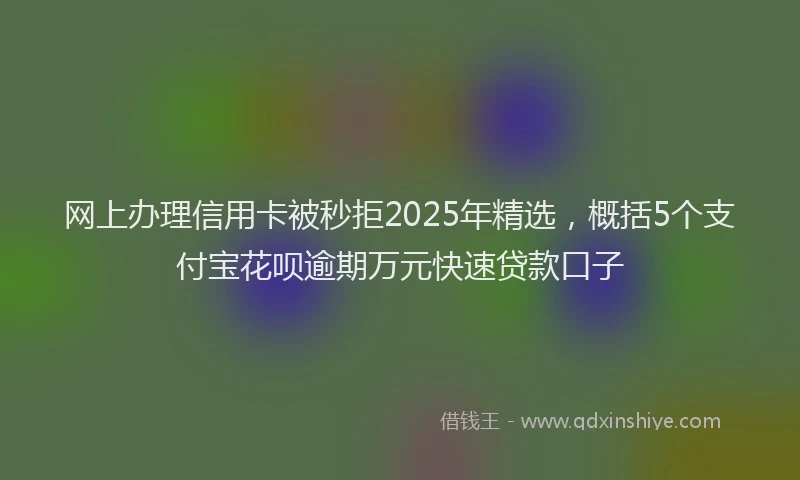 网上办理信用卡被秒拒2025年精选，概括5个支付宝花呗逾期万元快速贷款口子