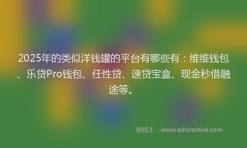 2025年的类似洋钱罐的平台有哪些有：维维钱包、乐贷Pro钱包、任性贷、速贷宝盒、现金秒借融途等。