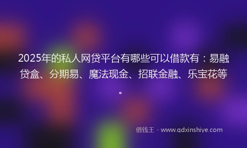 2025年的私人网贷平台有哪些可以借款有：易融贷盒、分期易、魔法现金、招联金融、乐宝花等。