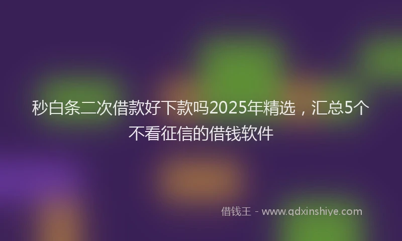 秒白条二次借款好下款吗2025年精选，汇总5个不看征信的借钱软件