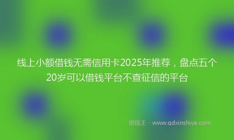 线上小额借钱无需信用卡2025年推荐，盘点五个20岁可以借钱平台不查征信的平台