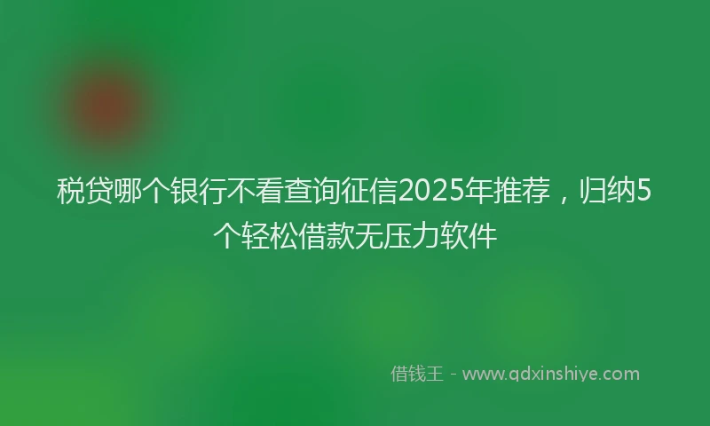 税贷哪个银行不看查询征信2025年推荐，归纳5个轻松借款无压力软件