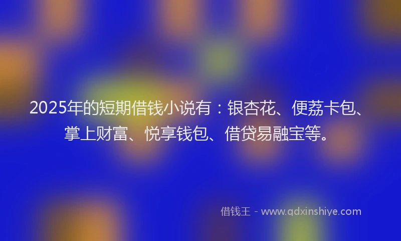 2025年的短期借钱小说有：银杏花、便荔卡包、掌上财富、悦享钱包、借贷易融宝等。