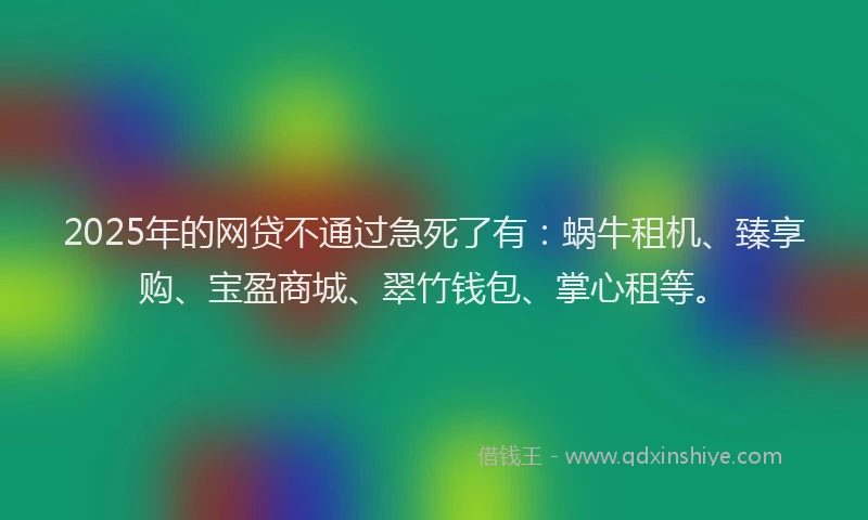 2025年的网贷不通过急死了有：蜗牛租机、臻享购、宝盈商城、翠竹钱包、掌心租等。