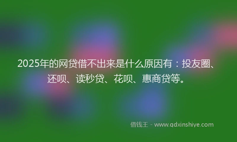 2025年的网贷借不出来是什么原因有：投友圈、还呗、读秒贷、花呗、惠商贷等。