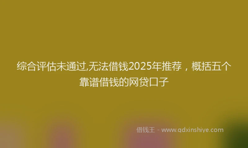 综合评估未通过,无法借钱2025年推荐，概括五个靠谱借钱的网贷口子