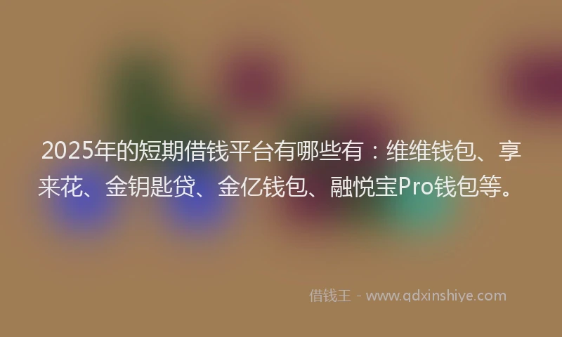 2025年的短期借钱平台有哪些有：维维钱包、享来花、金钥匙贷、金亿钱包、融悦宝Pro钱包等。