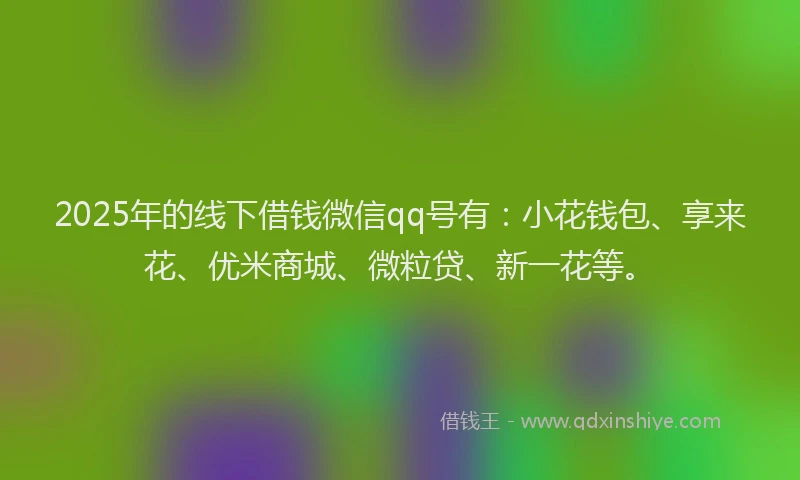 2025年的线下借钱微信qq号有：小花钱包、享来花、优米商城、微粒贷、新一花等。