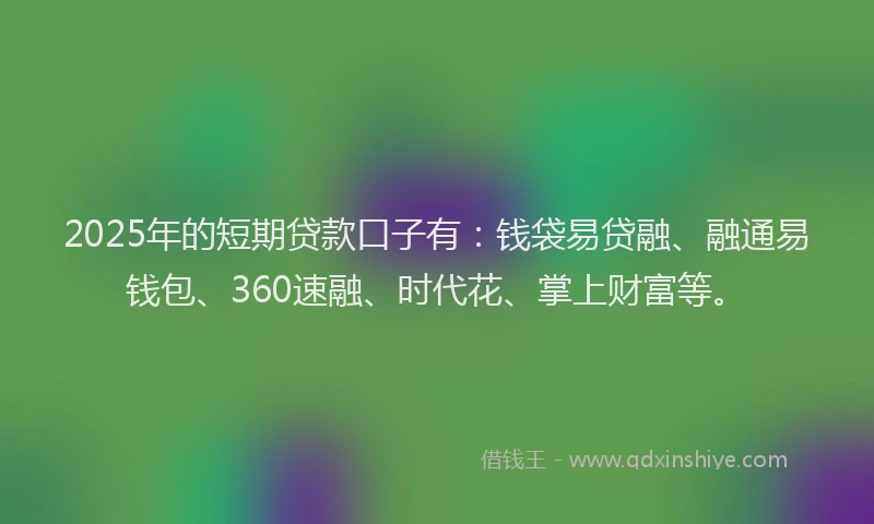 2025年的短期贷款口子有：钱袋易贷融、融通易钱包、360速融、时代花、掌上财富等。