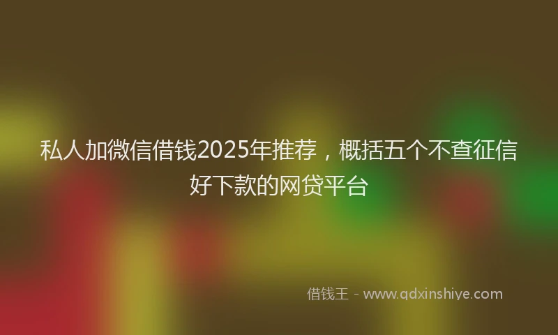 私人加微信借钱2025年推荐，概括五个不查征信好下款的网贷平台