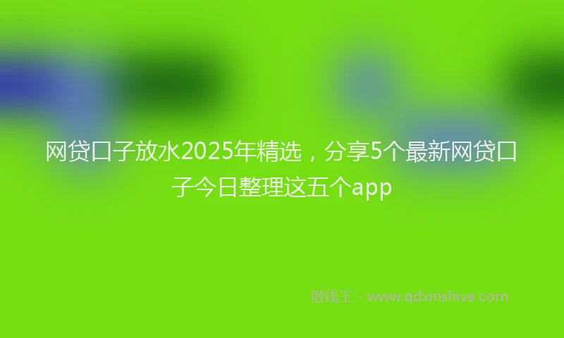 网贷口子放水2025年精选，分享5个最新网贷口子今日整理这五个app