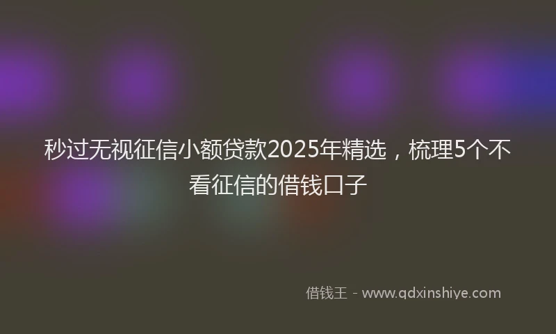 秒过无视征信小额贷款2025年精选，梳理5个不看征信的借钱口子