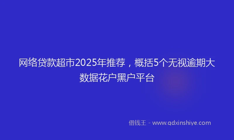 网络贷款超市2025年推荐，概括5个无视逾期大数据花户黑户平台