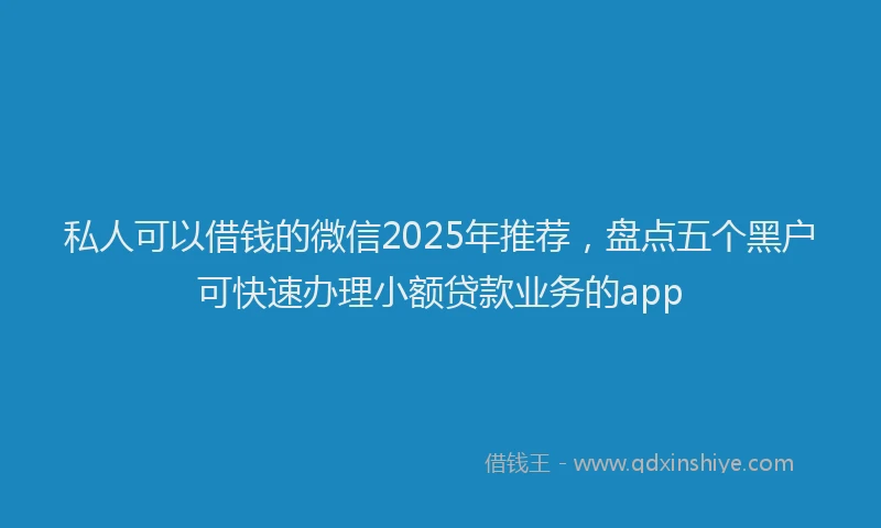 私人可以借钱的微信2025年推荐，盘点五个黑户可快速办理小额贷款业务的app