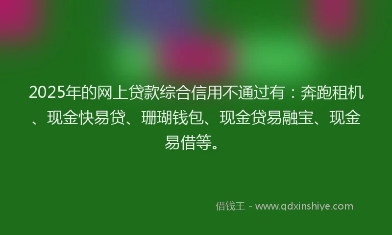 2025年的网上贷款综合信用不通过有：奔跑租机、现金快易贷、珊瑚钱包、现金贷易融宝、现金易借等。