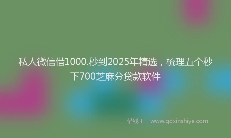 私人微信借1000.秒到2025年精选，梳理五个秒下700芝麻分贷款软件