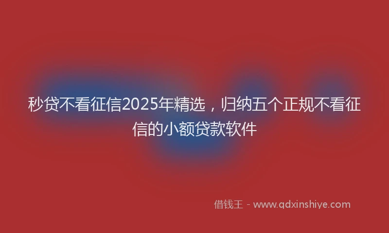 秒贷不看征信2025年精选，归纳五个正规不看征信的小额贷款软件